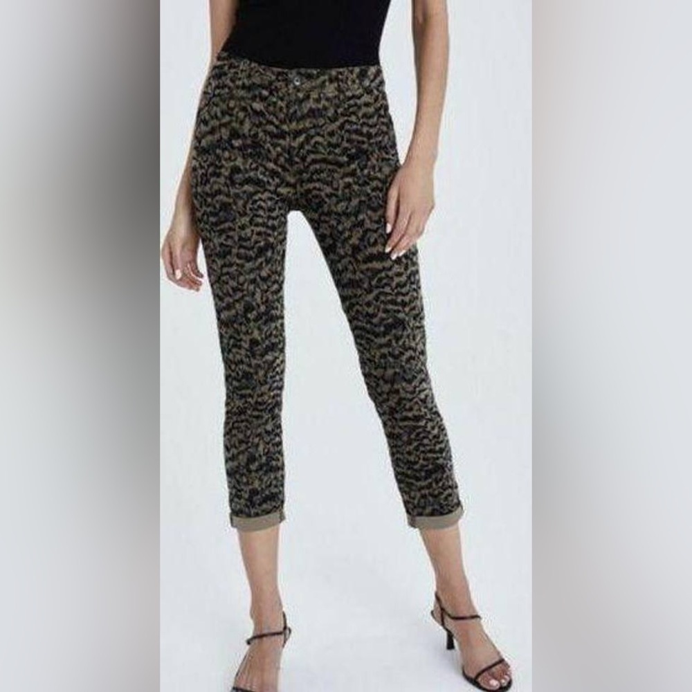 JeansAG Adriano Goldschmied Caden Tailored Trouser Brown Printed Pants Size 27R